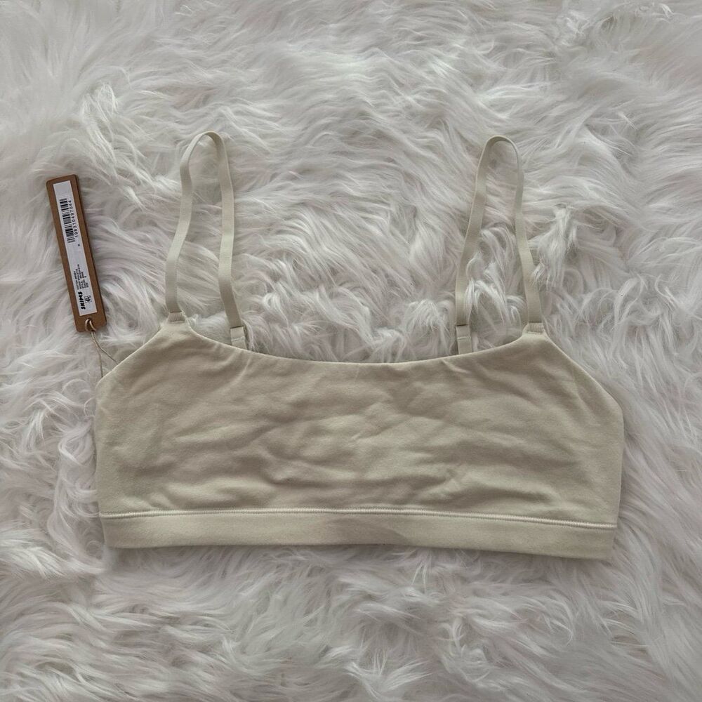 Skims Cotton Jersey Scoop Bralette Bone Size Small
